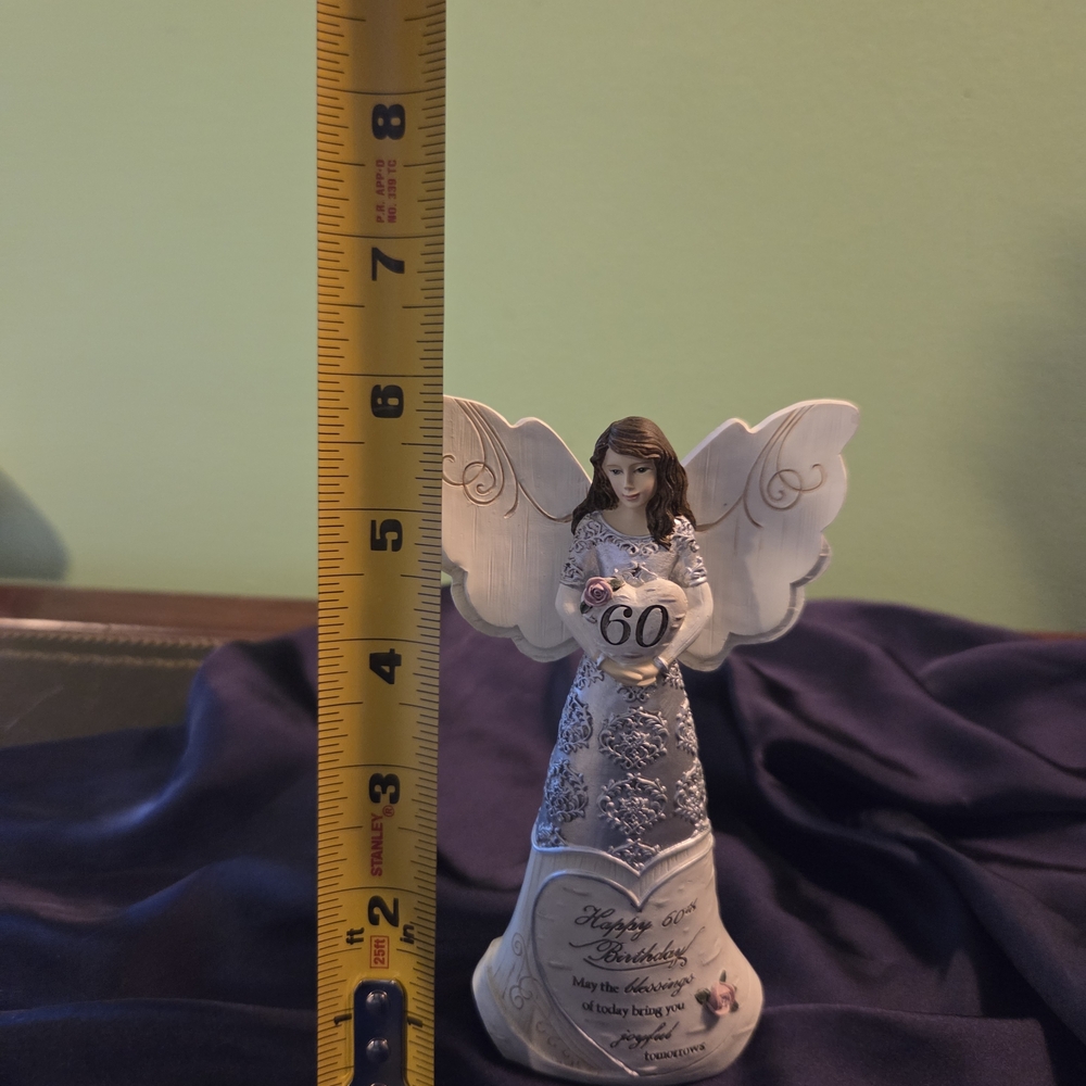 Pretty 60th Birthday Angel Figurine/Cake Topper - Picture 4 of 6